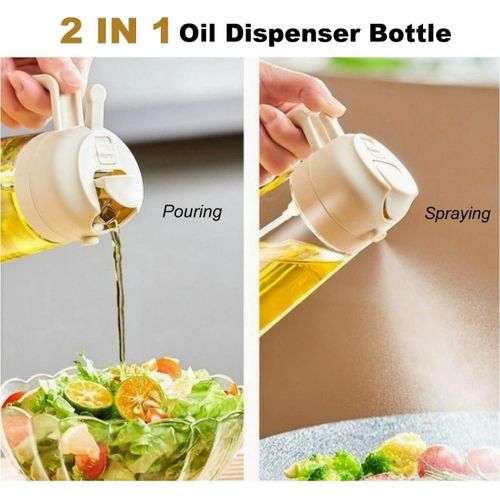 2-in-1 Glass Oil Bottle & Sprayer | Leak-Proof & Easy to Clean