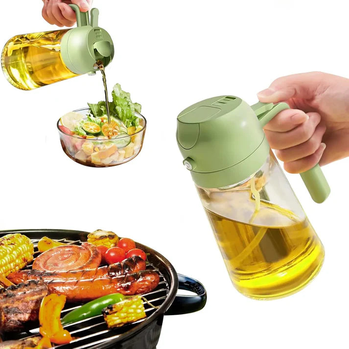 2-in-1 Glass Oil Bottle & Sprayer | Leak-Proof & Easy to Clean