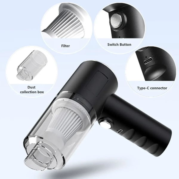 3-in-1 Portable Vacuum & Air Duster | Cordless & Powerful
